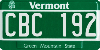 VT license plate CBC192