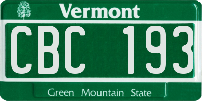 VT license plate CBC193