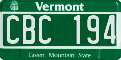 VT license plate CBC194