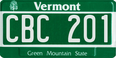 VT license plate CBC201