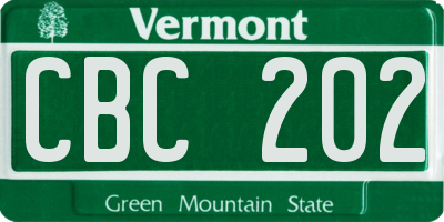 VT license plate CBC202