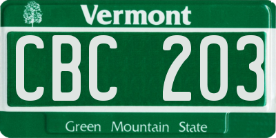 VT license plate CBC203