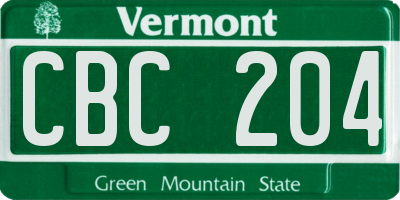 VT license plate CBC204