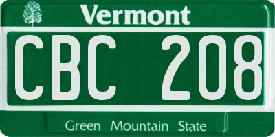 VT license plate CBC208