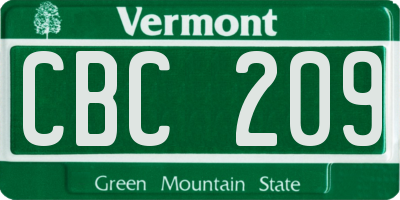 VT license plate CBC209