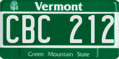 VT license plate CBC212