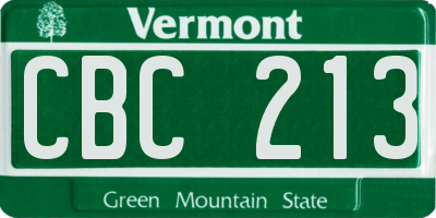 VT license plate CBC213