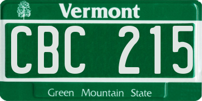VT license plate CBC215