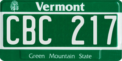 VT license plate CBC217