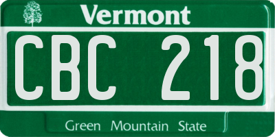 VT license plate CBC218