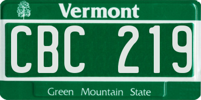 VT license plate CBC219