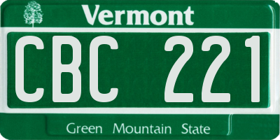 VT license plate CBC221