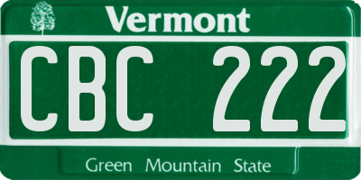 VT license plate CBC222
