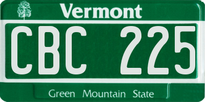 VT license plate CBC225