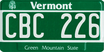 VT license plate CBC226