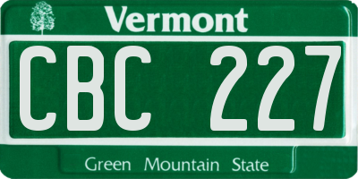 VT license plate CBC227