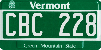 VT license plate CBC228