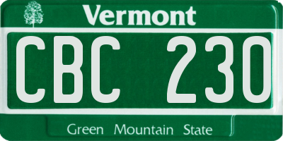 VT license plate CBC230