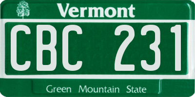 VT license plate CBC231