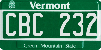 VT license plate CBC232