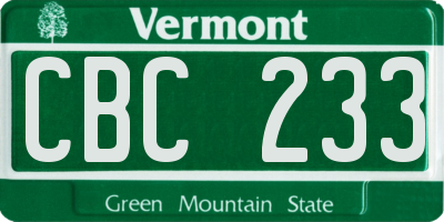VT license plate CBC233