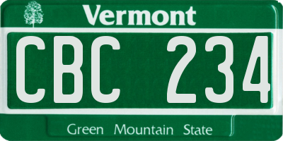 VT license plate CBC234