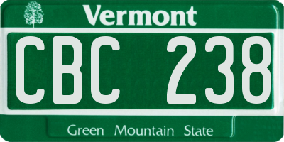 VT license plate CBC238
