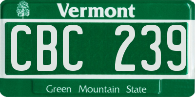 VT license plate CBC239