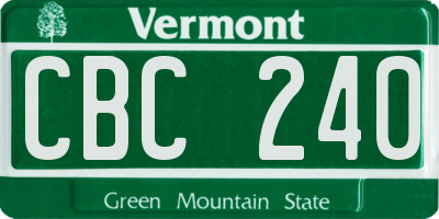 VT license plate CBC240