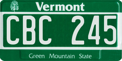 VT license plate CBC245