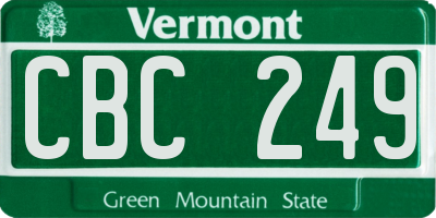 VT license plate CBC249