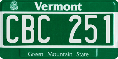 VT license plate CBC251