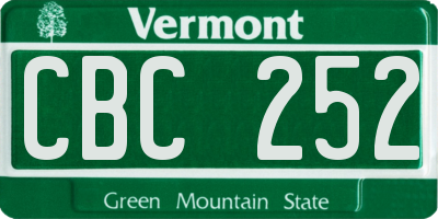 VT license plate CBC252
