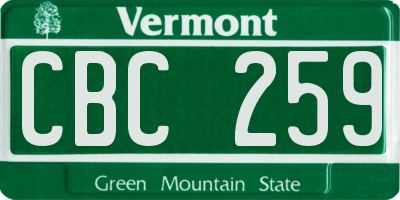 VT license plate CBC259
