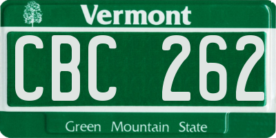 VT license plate CBC262