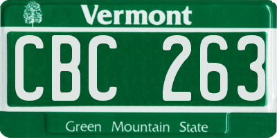 VT license plate CBC263