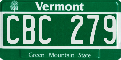 VT license plate CBC279