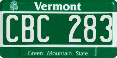 VT license plate CBC283