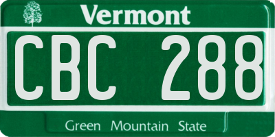 VT license plate CBC288