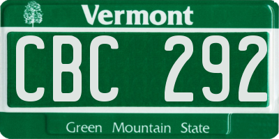 VT license plate CBC292