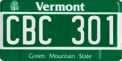 VT license plate CBC301