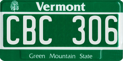 VT license plate CBC306