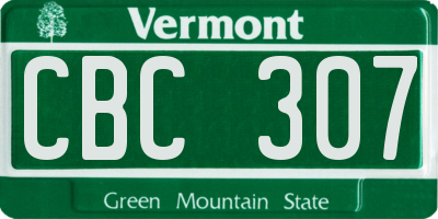 VT license plate CBC307