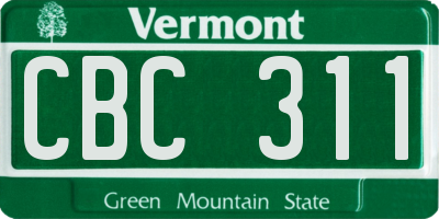 VT license plate CBC311