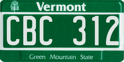 VT license plate CBC312