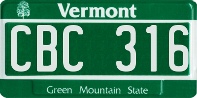 VT license plate CBC316