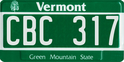 VT license plate CBC317