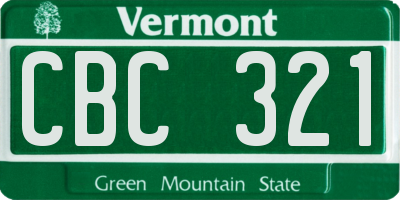 VT license plate CBC321