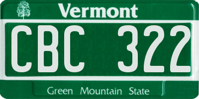 VT license plate CBC322