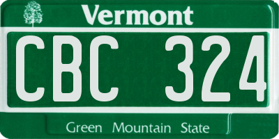VT license plate CBC324